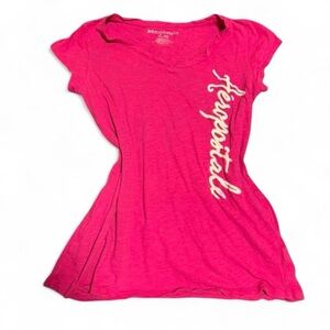 Aeropostale Y2K Pink Script Logo baby Tee XL